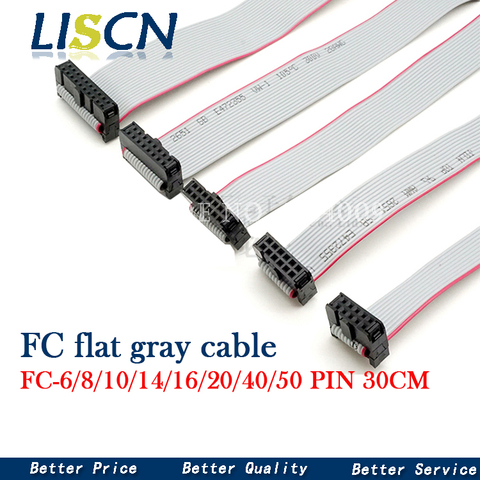 1PCS 1.27MM pitch FC-6/8/10/14/16/20/40/50 PIN 30CM JTAG ISP DOWNLOAD CABLE   Gray Flat Ribbon Data Cable FOR DC3 IDC BOX HEADER ► Photo 1/4