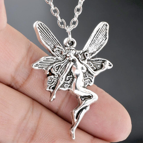 Vintage Fashion Statement Angel Fairy Pendant Necklace For Women Cross Chain Choker Jewelry Punk Goth Gothic Wicca Accessories ► Photo 1/2