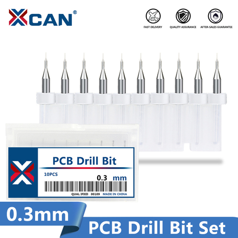 XCAN 10Pcs/set 0.3mm Mini CNC Drill Bit Set Print Circuit Board Drilling Tools Gun Drill Bit Import Carbide PCB Drill Bits Set ► Photo 1/6