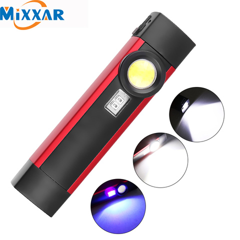 ZK20 Dropshipping COB XPE LED Flashlight Portable working torch UV black light 4 modes with magnet build-in battery lanterna ► Photo 1/6