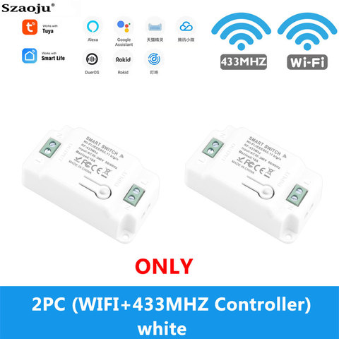 Szaoju Tuya Smart Life  APP WiFi + RF 433Mhz Relay Timer Module FOR Google Home Alexa 10A LighT Lamp Switch AC110V- 220V ► Photo 1/6