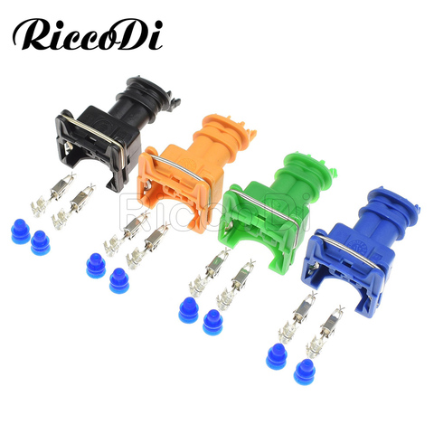 1-20Set 2 Pin/Way EV1 Junior Power Timer JPT Jetronic Kits Fuel Injector Plug Connector 282189-1 Orange Blue Green Black For Car ► Photo 1/6