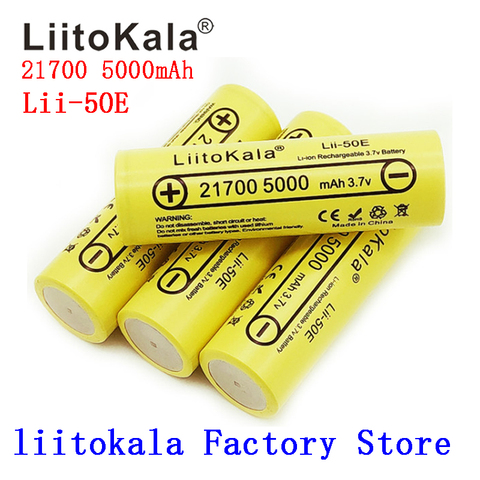 2022 LiitoKala lii-50E 21700 5000mah Rechargeable Battery 3.7V 5C discharge High Power batteries For High-power Appliances ► Photo 1/5