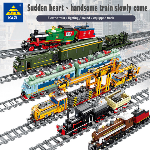 Original KAZI small particles electric rail city with sound and light train building block model children's educational toy gift ► Photo 1/6