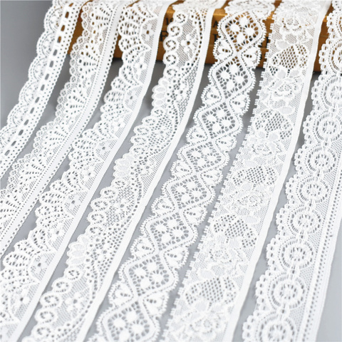 7 Wide White Lace Fabric Sewing Lace Ribbon Trim Elastic Stretchy