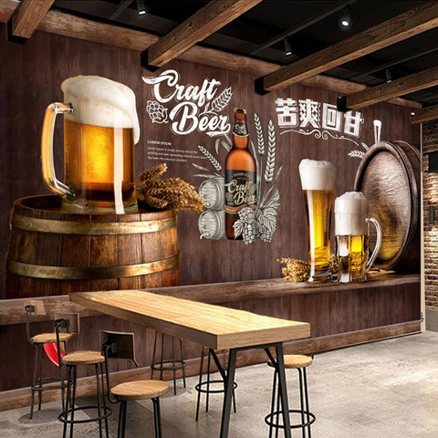 Custom 3D Photo Wallpaper Retro Nostalgic Beer Mural Restaurant Bar KTV Winery Wall Decor Painting Wall Paper Papel De Parede ► Photo 1/6