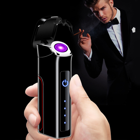 New Rotating Plasma Arc Lighter Smart Touch Interchangeable Battery USB Electronic Lighter Rechargeable Windproof Gifts For Man ► Photo 1/6
