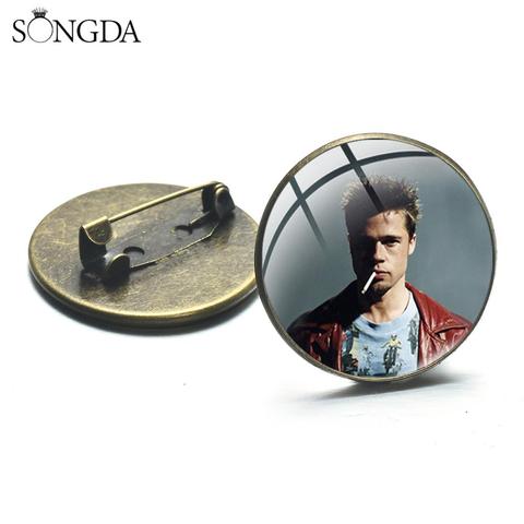 Fight Club Movie Brooches Handmade Glass Photo Dome Metal Pins Punk Men Women Clothes Backpack Jackets Decorative Badges ► Photo 1/6