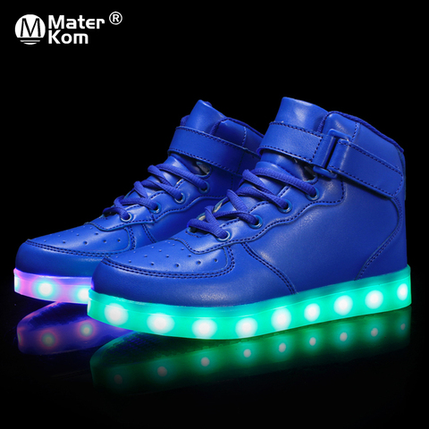Size 25-37 Kids Led Usb Charging Glowing Sneakers Children Hook Loop Fashion Luminous Shoes for Girls Boys Sneakers with Light ► Photo 1/6