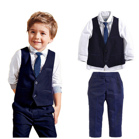 3pcs Set Autumn Children's Leisure Clothing Sets Baby Boy Clothes Vest Gentleman Suit for Weddings Formal Clothing Suits ► Photo 1/5