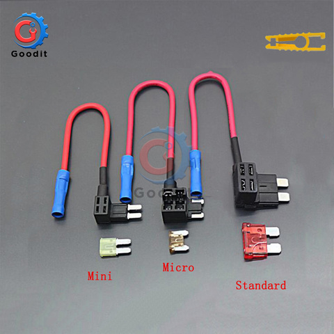 12V Fuse Holder Add-a-circuit TAP Adapter Micro Mini Standard ATM APM Blade Auto Fuse with 10A Blade Car Fuse holder and Clip ► Photo 1/6