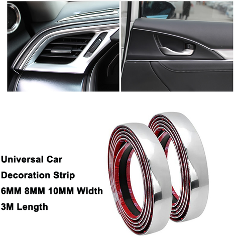 Universal Car Styling PVC Chrome Auto Car Body Kit Side Skirt Window Moulding Decoration Trim Strip 4mm 6mm 8mm 3M ► Photo 1/6