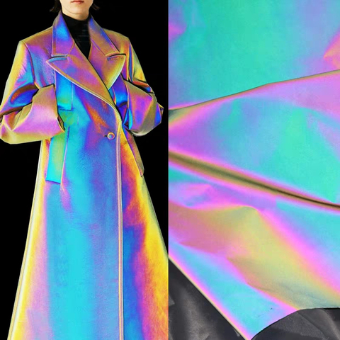 Iridescent Light Reflect Fabric Gradient Luminous Cloth DIY Jacket Coat Athletic Wear Background Decor Designer Fabric ► Photo 1/6