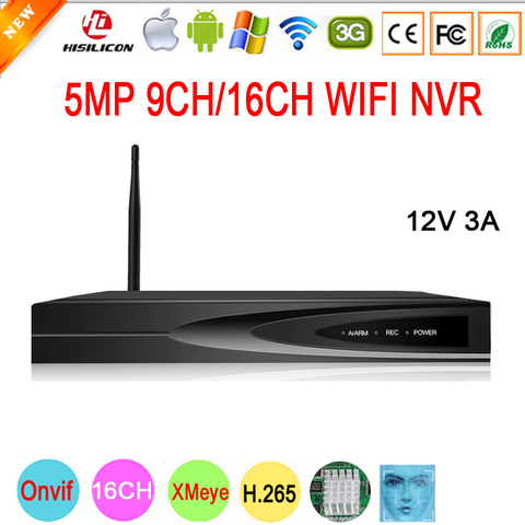 12V 3A Hi3536D XMeye Audio H.265+ 5mp 16CH 16 Channel 9CH 9 Channel Face Detection Onvif IP CCTV WIFI DVR NVR Video Recorder ► Photo 1/4