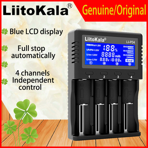 Genuine/Original Liitokala Lii-PD4 18650 Charger 1.2V 3.2V 3.7V 3.85V AA / AAA 26650 16340 25500 NiMH Lithium battery charger ► Photo 1/6