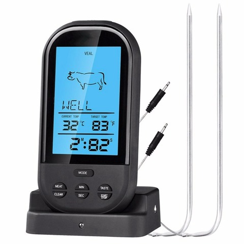 Black Wireless Digital LCD Display BBQ Thermometer Kitchen Barbecue Digital Probe Meat Thermometer BBQ Temperature Tool ► Photo 1/6