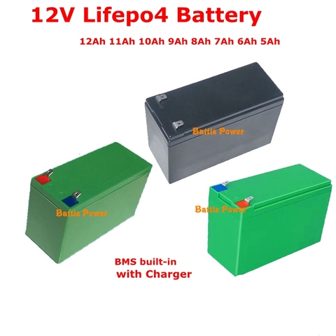 Rechargeable 12V 12Ah 11Ah 10Ah 9Ah 8Ah 7Ah 6Ah 5Ah LiFePO4 lithium battery pack Not lead acid for power 100w car toy led ► Photo 1/6