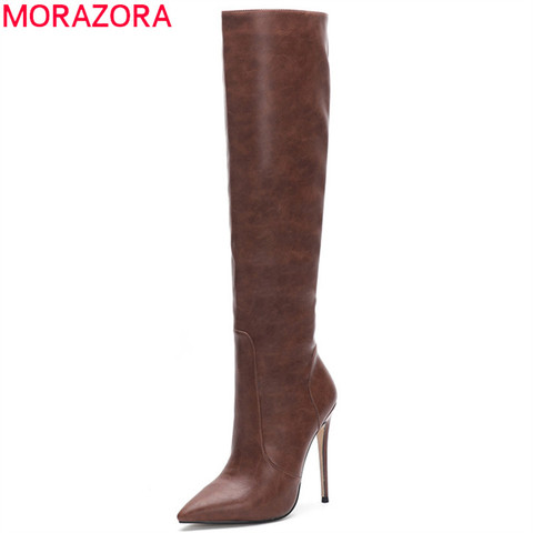 MORAZORA 2022 new arrival over the knee boots women pointed toe autumn winter boots slim high heels party wedding shoes woman ► Photo 1/6