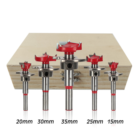Adjustable Wood Hole Cutter 15 / 20 / 25 / 30 / 35mm Carpenter Forstner Drill Bit Set Carbide Tipped Boring Core Hole Drill ► Photo 1/5