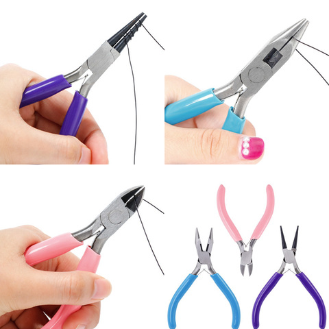 Jewelry accessories repair tools pliers cutting copper wire oblique pliers round nose pliers 4.5 inch mini pliers ► Photo 1/6