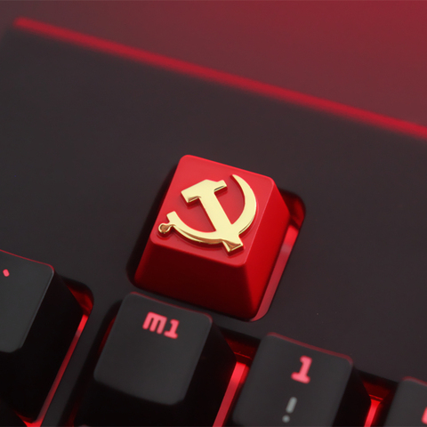 Keycap 1 PCS Communist Party or Pentagram Personalized Embossed Zinc Aluminum Metal Keycaps Mechanical Keyboard R4 Height Button ► Photo 1/6