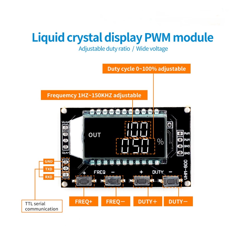 PWM Pulse Frequency Duty Cycle Adjustable Module Signal Generator LCD Display 