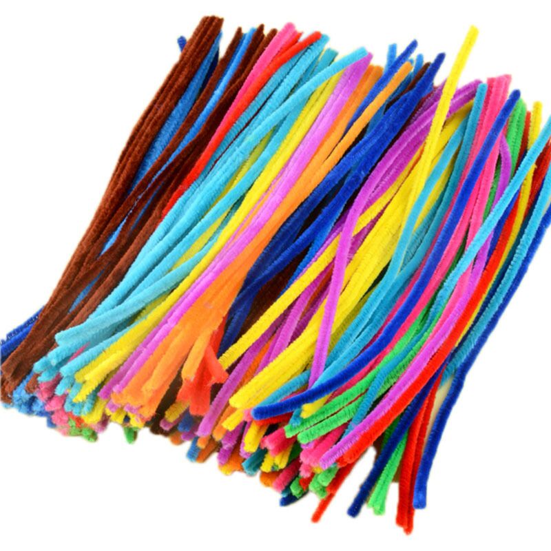 100pcs Multi-colored Plush Chenille Stems Pipe Cleaners DIY Education Toy A+ 