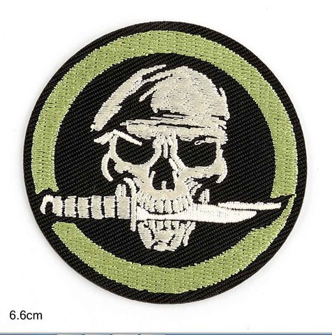 Green Skull with a Knife special forces Patches for Kids Clothes Sew Iron on Appliques DIY Embroidery Stickers Round Badges ► Photo 1/3