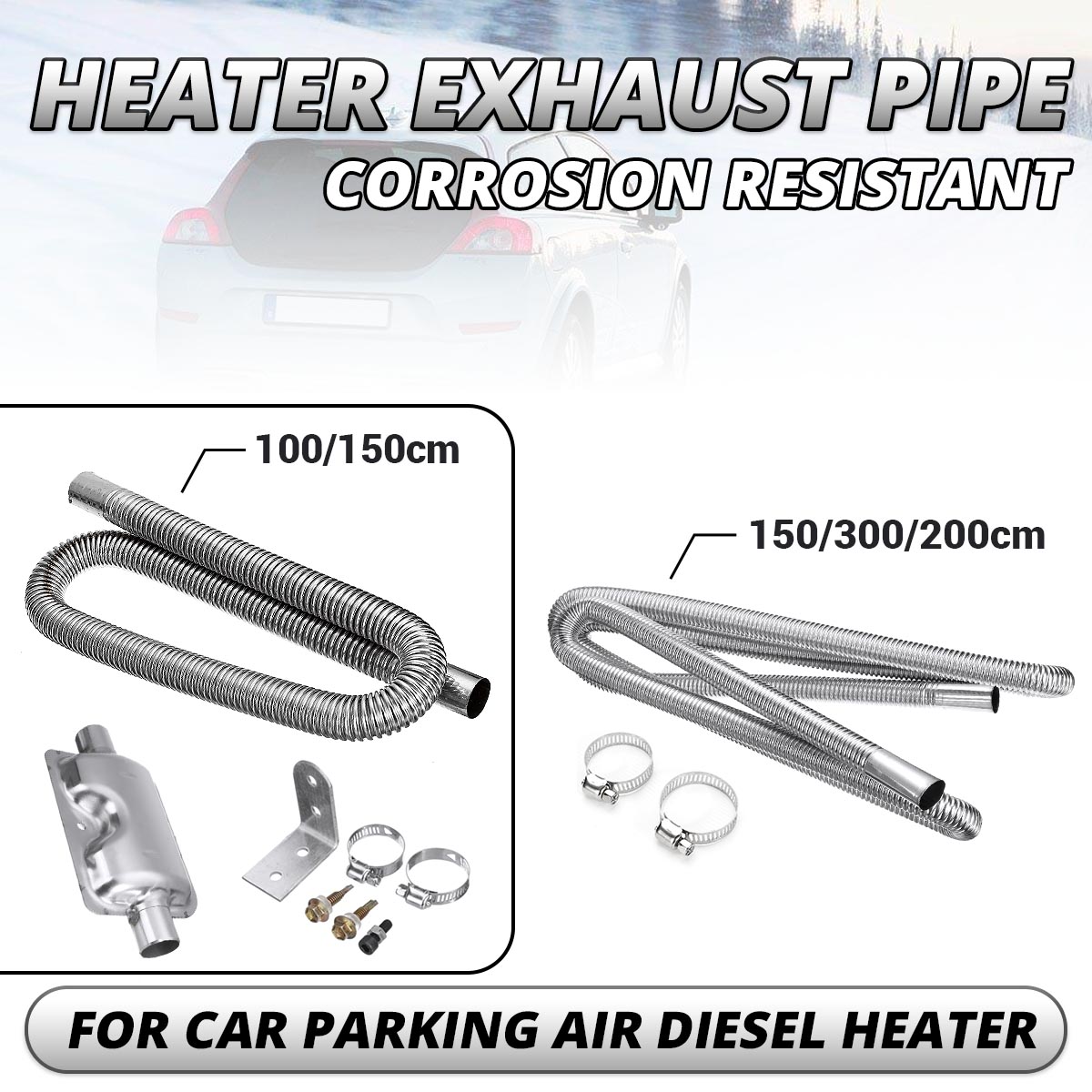 60-300cm Air Parking Heater Exhaust Pipe with Clamps Heater Ducting Fuel Tank Exhaust Pipe Hose Tube For Diesel Heater ► Photo 1/6