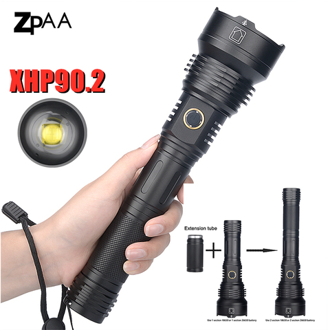 Super Powerful XHP90.2 90MM LED Flashlight LED Torch USB Lamp Zoom Tactical Flash Light by 18650 26650 Rechargeable Battery ► Photo 1/6