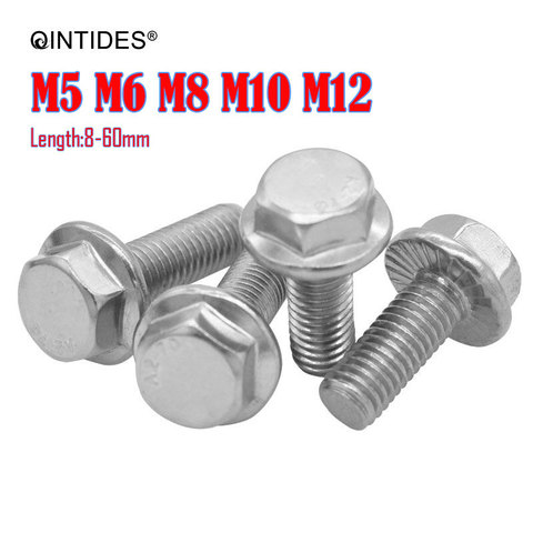 QINTIDES M5 M6 M8 M10 M12 Large hexagon head flange bolts Stainless steel series hex head flange bolt Tooth with hexagonal screw ► Photo 1/5