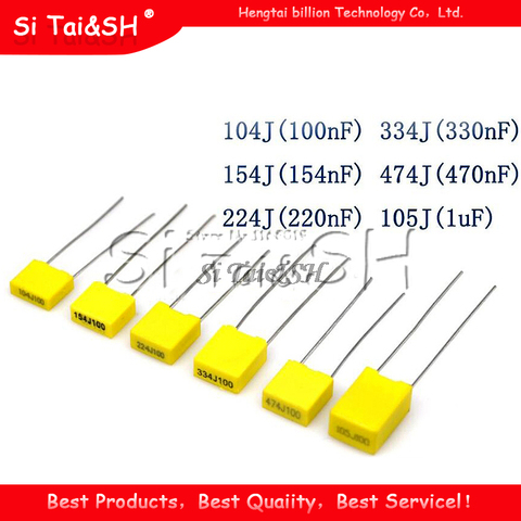 100pcs Polypropylene Safety Plastic Film  100V 1nF ~ 470nF 100nf 220nf 10nf 47nf 22nf 1nf 0.47uf 0.1uf Correction capacitor ► Photo 1/1