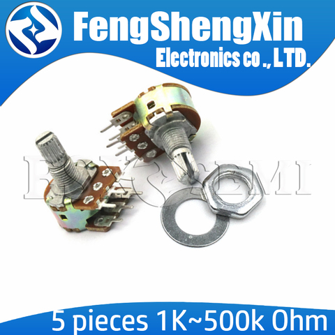 5pcs/lot New B1K B2K B5K B10K B20K B50K B100K B500K B1M 6Pin Shaft WH148 Potentiometer 1K 2K 5K 10K 20K 50K 100K 500K 1M ► Photo 1/3