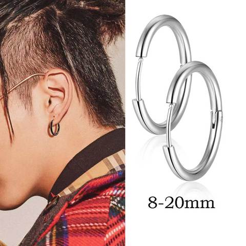 AAAAA Quality 100% Stainless Steel 2.5mm 8-20mm Men Earring Punk Fashion Clip Eearrings for Men Lady Unisex Wholesale ► Photo 1/6