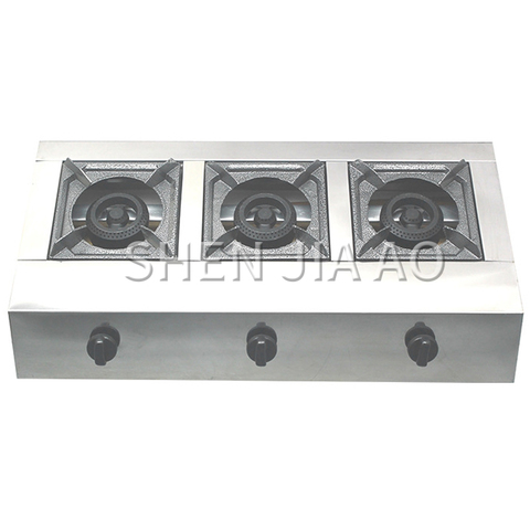 Commercial multi-head stove Commercial gas stove Stainless steel three-holes honeycomb furnace Desktop gas cooker 1pc ► Photo 1/1