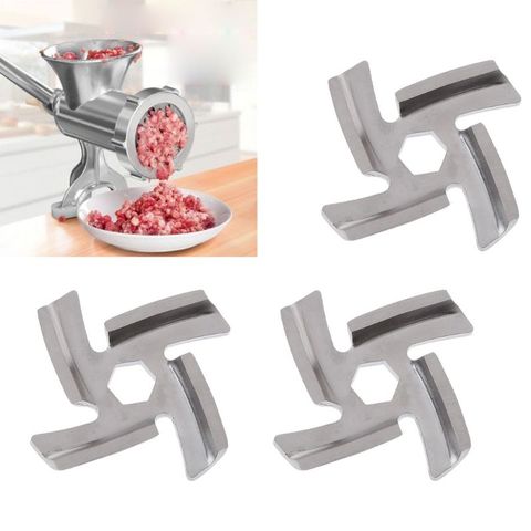 3pcs/set Type 5 Mincer Knife Stainless Steel Anti Rust 4 Blade Hexagon Hole Meat Grinder Parts Fits ► Photo 1/6