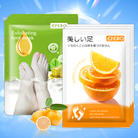 EFERO 2Pack Peeling Foot Mask Exfoliating Scrub Pedicure Socks Foot Peel Feet Care For Heels Remove Dead Skin Moisture Feet Mask ► Photo 1/6