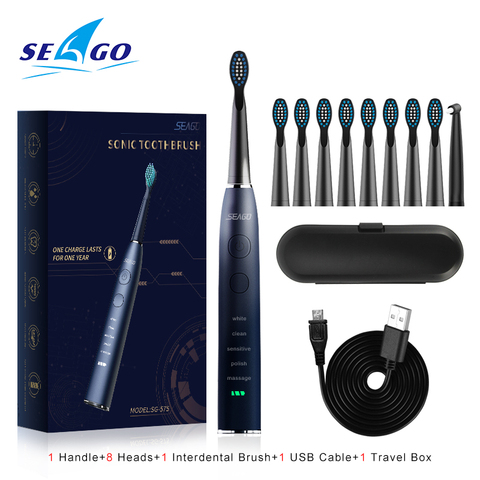 Seago Electric Toothbrush Adult USB Fast Charge Waterproof Rechargeable Sonic Automatic Tooth brush Replacement Heads SG-575 ► Photo 1/6