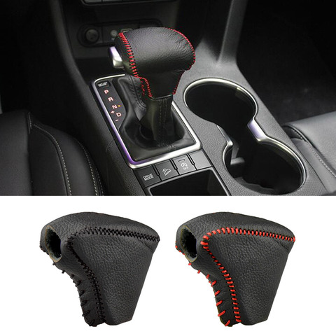 Leather Car Gear Head Shift Collars Cover For Kia Rio 4 K2 Sportage K5 KX5 2017 2022 Gear Shift Knob Case Sleeve ► Photo 1/6