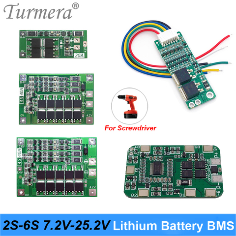 Turmera 2S 7.2V 3S 12.6V 4S 16.8V 5S 21V 6S 25.2V BMS Li-ion Battery Balance Protected Board for 18V 21V Screwdriver Battery Use ► Photo 1/6