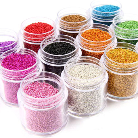 1 Bottle Caviar Nail Art Bead Rhinestones Multi-Colors Mini Round Ball Shape Nail Crystal Glass Beads For 3D Nail Decorations #P ► Photo 1/5