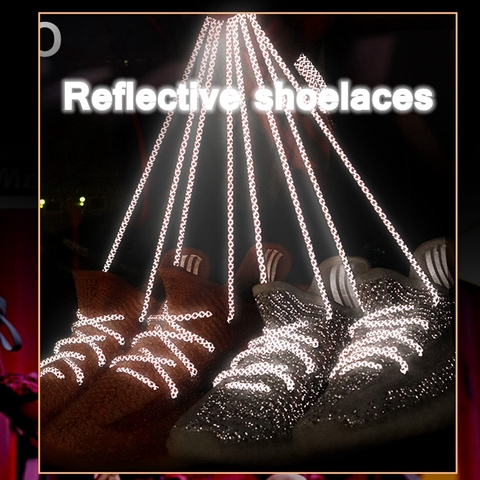1Pair Reflective Shoelaces Sneaker Shoelace Sport Shoelaces Round Rope Shoe Laces Length 100/120/140/160CM Shoelace Strings ► Photo 1/6