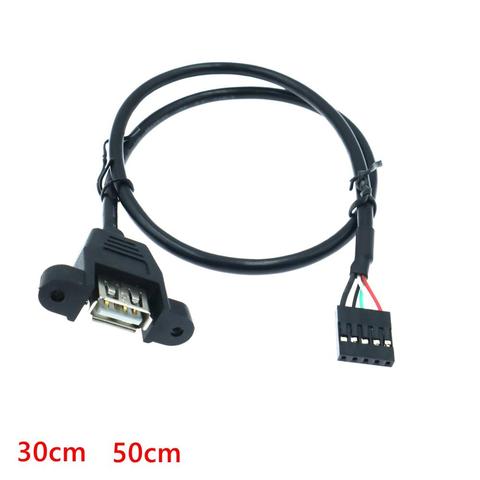 USB 2.0 A panel mount female connector to the first 5-pin DuPont female cable for cable connector on the motherboard ► Photo 1/4