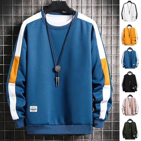 2022 New Men Striped Sweatshirt Fashion Hoodie Male High Cost Performance Trend Teenage Hoodie Solid Hip Hop Streetwear Pullover ► Photo 1/6