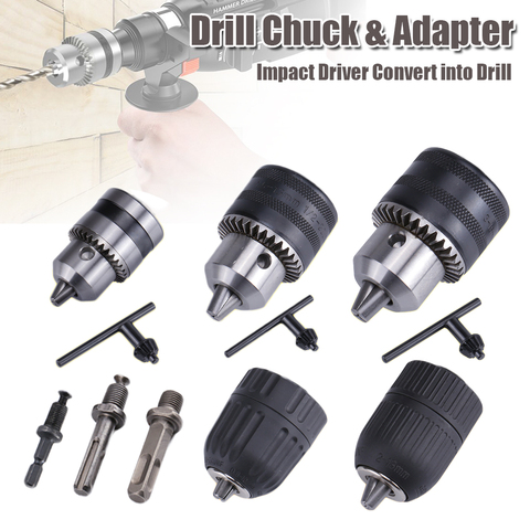 SDS Plus Drill Chuck & Adapter Convert Impact Driver Screwdriver Into Electric Drill 1/2
