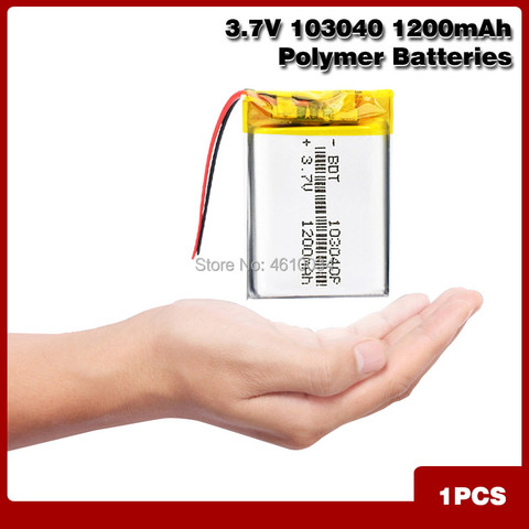 3.7V 1200mAh 103040 Lithium Polymer LiPo Rechargeable Battery For MP3 MP4 GPS PSP VR DVR DVD mobile video game Tablet Power bank ► Photo 1/6