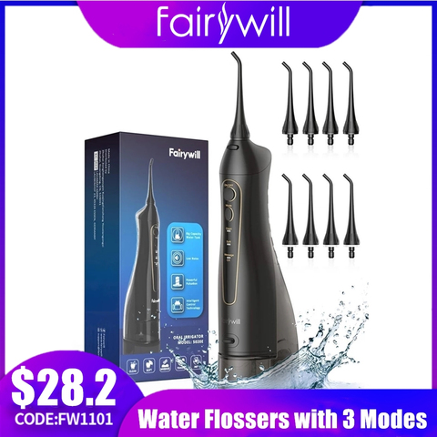 Fairywill Water Flossers for Teeth 300ML Oral Irrigator Rechargeable Portable Dental 3 Modes Water Tank Waterproof Teeth Cleaner ► Photo 1/6