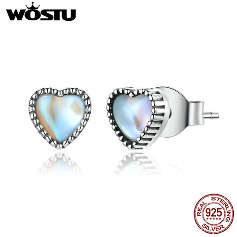 WOSTU Heart Stud Earrings 925 Sterling Silver Glass Small Earrings For Women Wedding Engagement Jewelry 2022 New CQE929 ► Photo 1/6