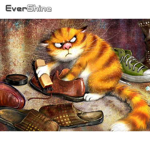 Evershine Diamond Painting Cat Diamond Embroidery With Square Cartoon Animal Diamond Mosaic Cross Stitch Kit Full Set Decoration ► Photo 1/6