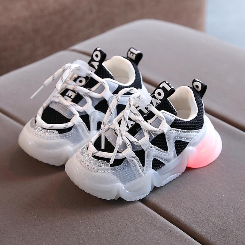 LED Baby Boys Girls Shoes kids Light Up Luminous Trainer Canvas Sneakers Fashion 